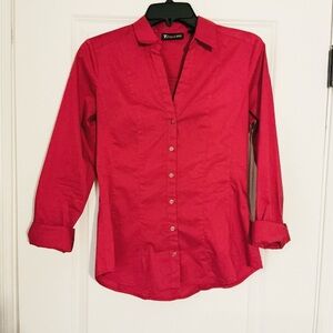 New York & Company Button Up Red 7th Avenue Design Studio Small